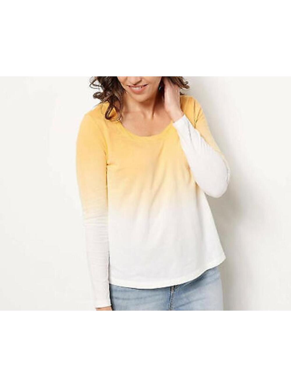 2068 Candace Cameron Bure The Ocean Dipped Long-Sleeve Tee APRICOT sz 3x nwot